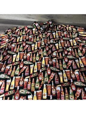 Mako Sportswear Beer Bottle Hawaiian Shirt Size XL